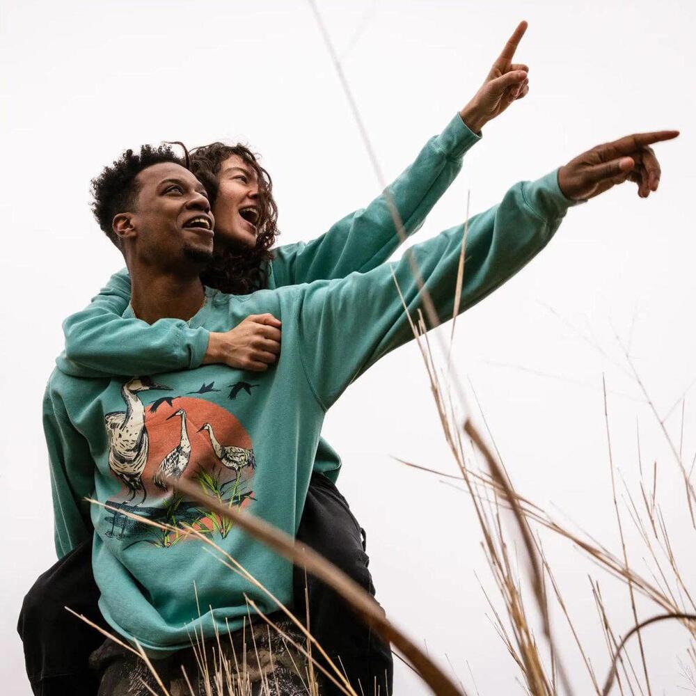 Retro style Crewneck * Sandhill Crane Vibrant Sweatshirt - Picture 2 of 5